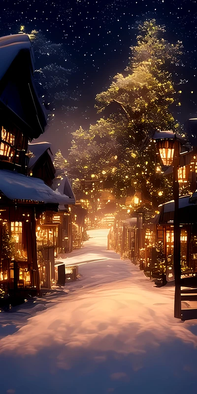Japanese Winter Village 4K 8K Ultra HD Wallpaper Collection - Pack with 4 wallpapers for $1