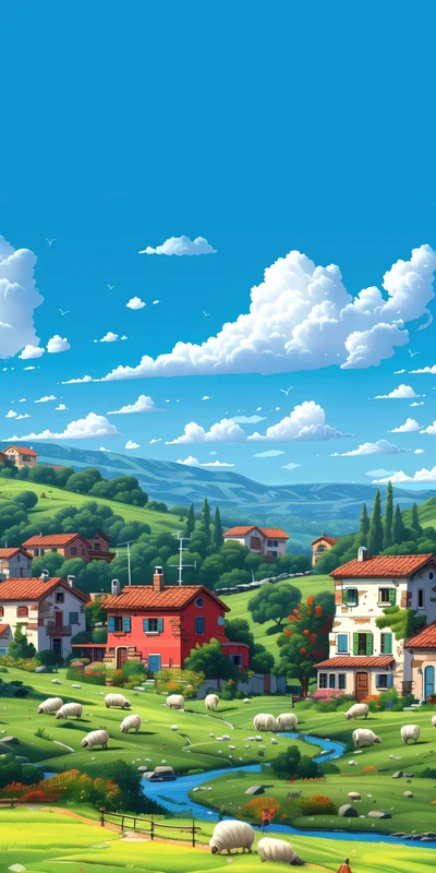 Italian Countryside Village 8K Ultra HD Phone Wallpaper
