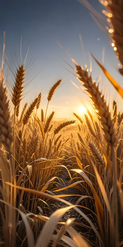 Golden Wheat Field at Sunset 8K Ultra HD Phone Wallpaper