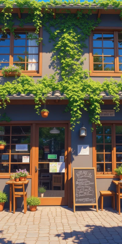 European Cottage Cafe 8K Ultra HD Phone Wallpaper