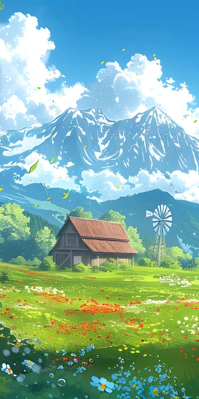 Rustic Mountain Cottage 8K Desktop Wallpaper