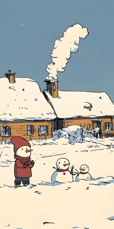 Winter Snowman Village 8K Ultra HD Phone Wallpaper