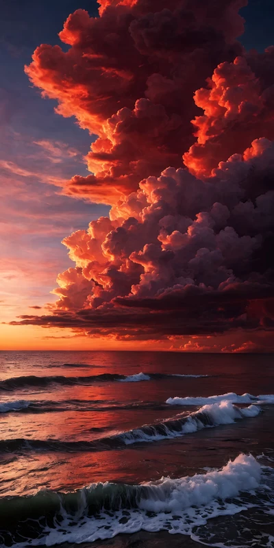 Realistic Ocean Sunset Clouds 8K Ultra HD Phone Wallpaper
