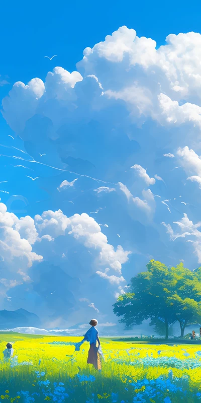 Anime Spring Field 8K Ultra HD Phone Wallpaper