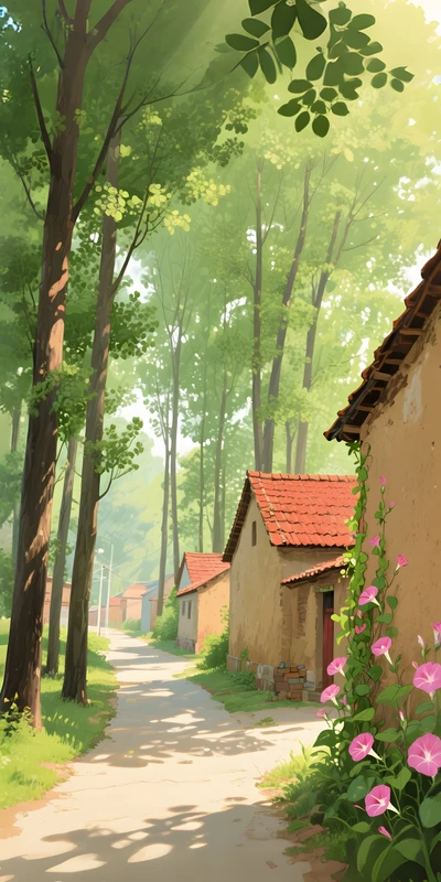 Japanese Forest Village 8K Ultra HD Phone Wallpaper