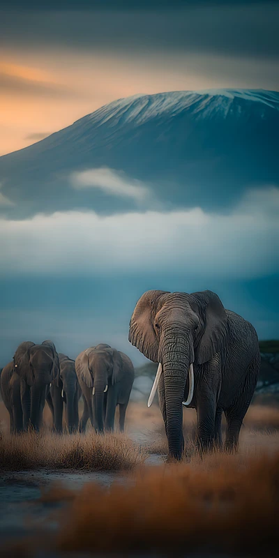 African Safari Elephants 8K Ultra HD Phone Wallpaper