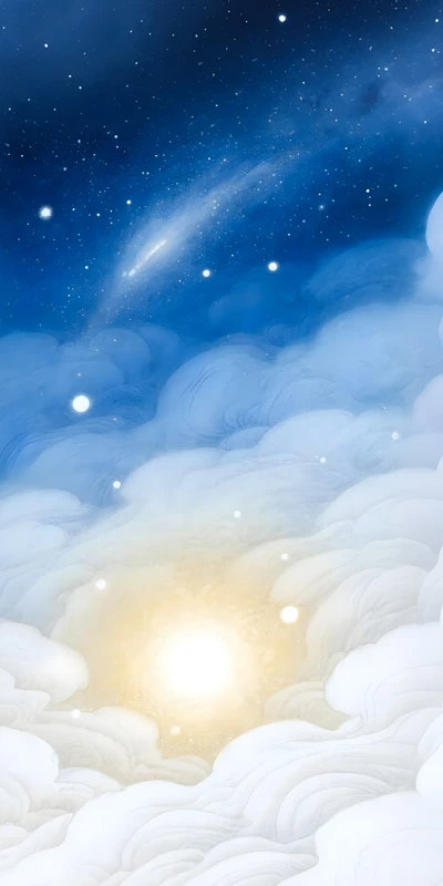 Oriental Art Clouds and Stars 8K Ultra HD Phone Wallpaper