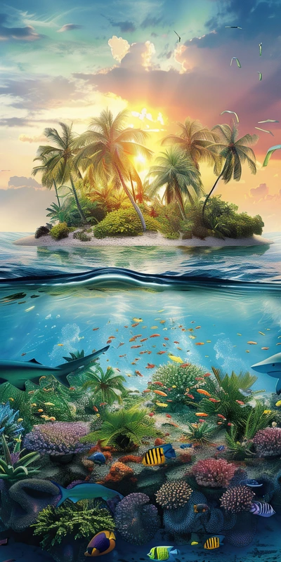 Tropical Paradise Island 8K Ultra HD Phone Wallpaper