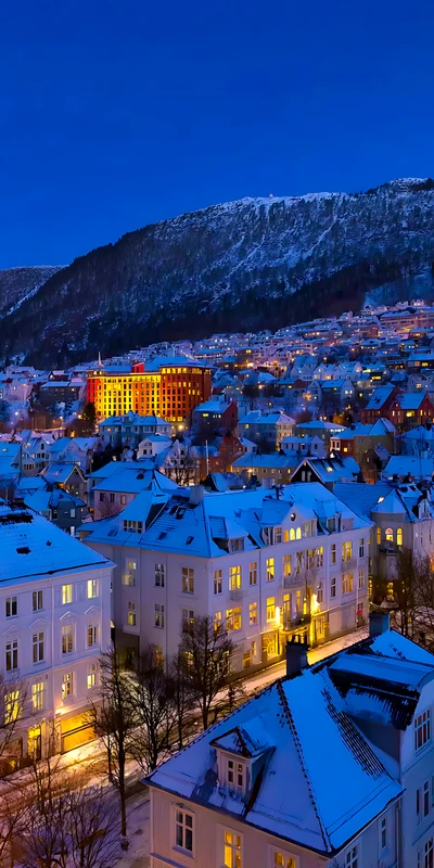 European Alpine Winter Town Night 4K 8K Ultra HD Wallpaper Collection - Pack with 3 wallpapers for $1