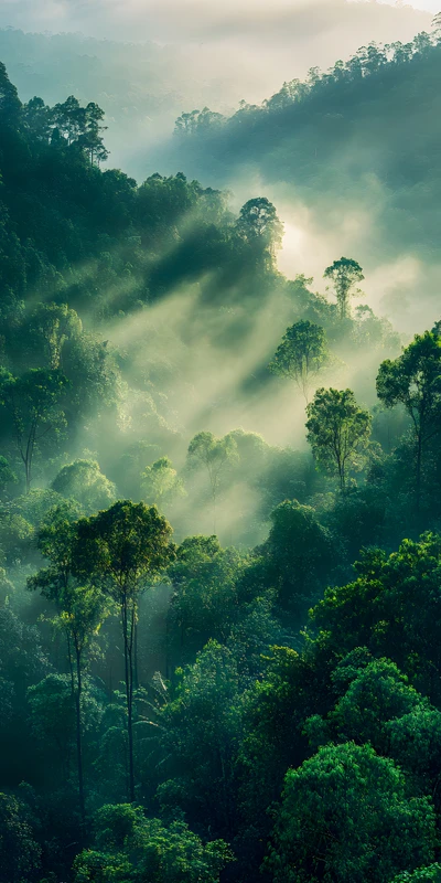 Tropical Rainforest Mist 8K Ultra HD Phone Wallpaper