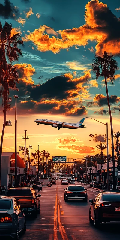 California Sunset Cityscape 8K Ultra HD Phone Wallpaper