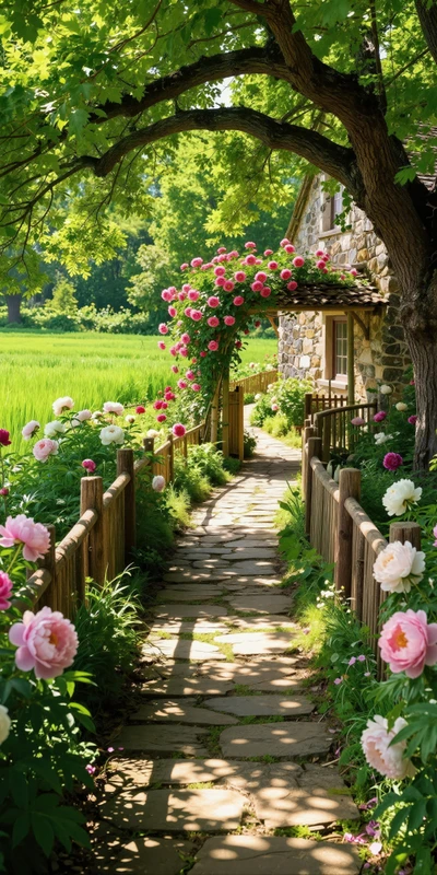 Oriental Garden Pathway 8K Ultra HD Phone Wallpaper
