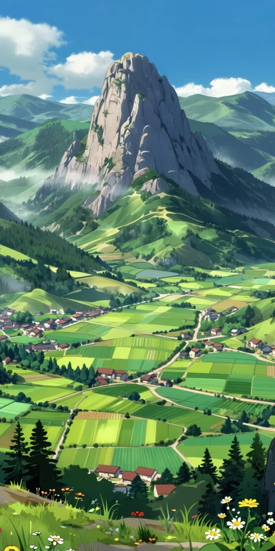 Anime Mountain Valley 8K Ultra HD Phone Wallpaper