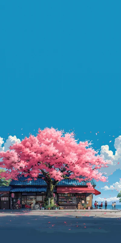 Japanese Cherry Blossom Tree 8K Ultra HD Phone Wallpaper