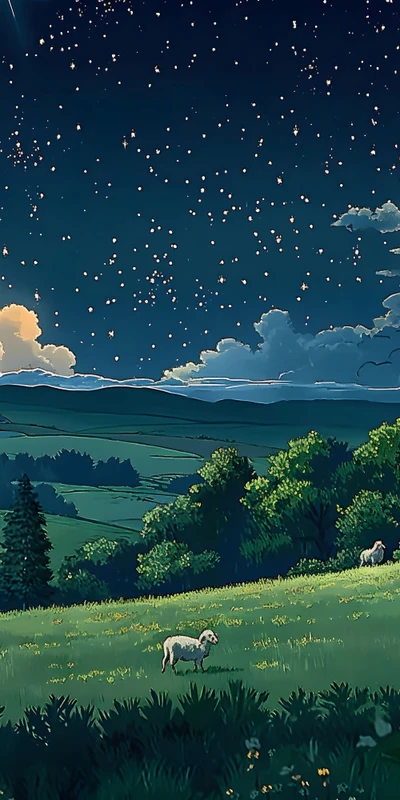 Miyazaki-Style Night Scenes 8K Ultra HD Wallpaper Pack - Pack with 17 wallpapers for $1