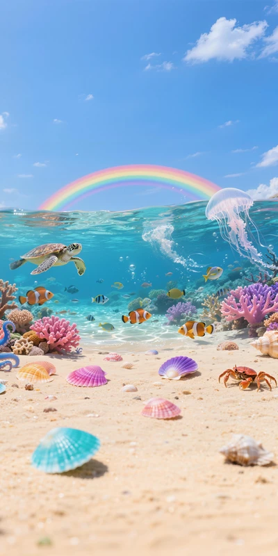 Underwater World Rainbow 8K Ultra HD Desktop Wallpaper