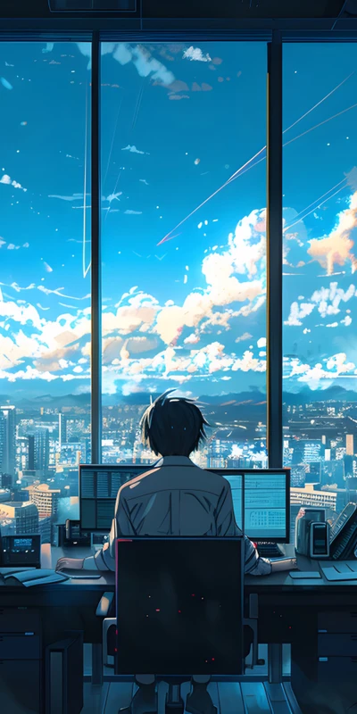 Anime Cityscape View 8K Ultra HD Phone Wallpaper