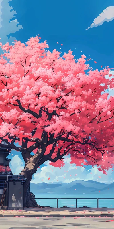 Japanese Cherry Blossom Tree 4K Phone Wallpaper