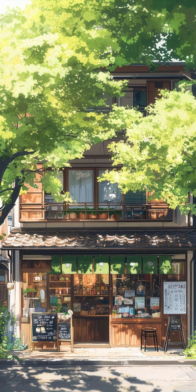 Japanese Street Cafe 8K Ultra HD Phone Wallpaper