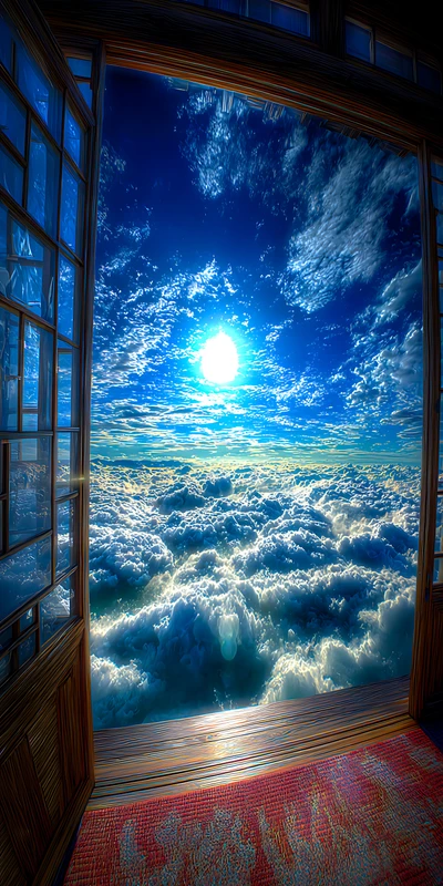 Japanese Zen Sky Window 8K Ultra HD Phone Wallpaper