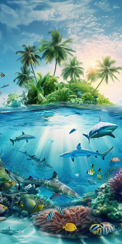 Tropical Ocean Paradise 8K Ultra HD Phone Wallpaper