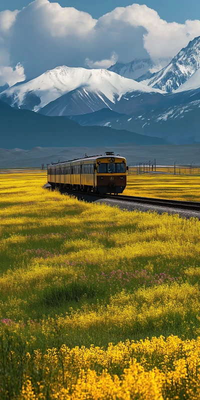Alpine Spring Train Journey 8K Ultra HD Phone Wallpaper