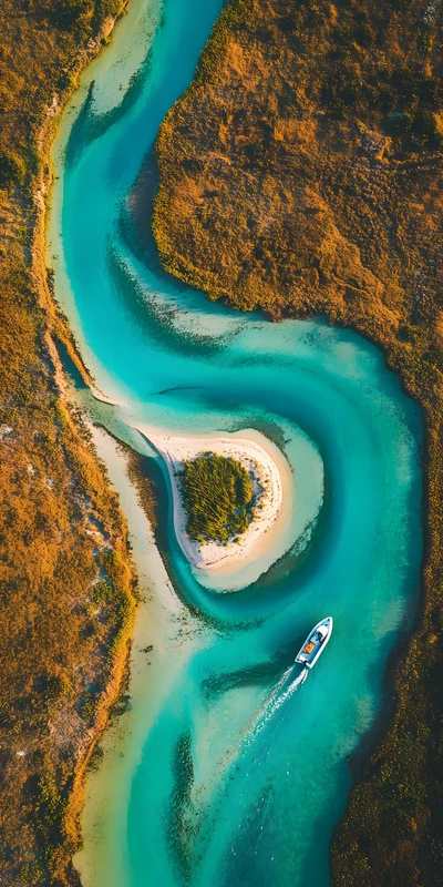 Aerial River Bend 8K Ultra HD Phone Wallpaper