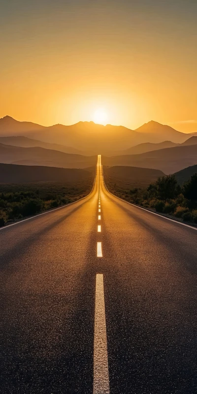 Desert Sunset Highway 8K Ultra HD Phone Wallpaper