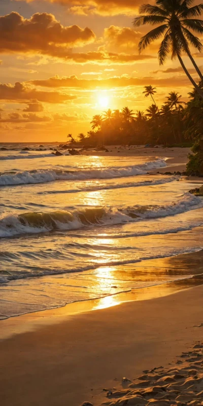 Tropical Sunset Beach 8K Ultra HD Phone Wallpaper