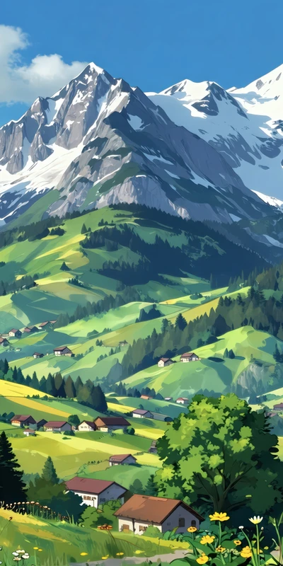 Alpine Mountain Valley 8K Ultra HD Phone Wallpaper