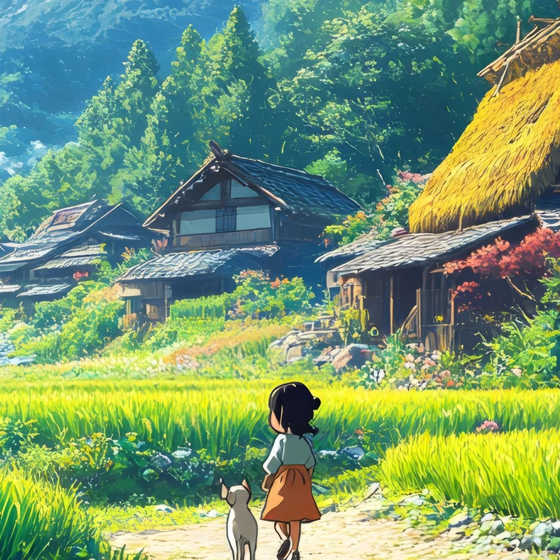 Japonský venkovský motiv 8K ultra HD pozadí pro plochu
