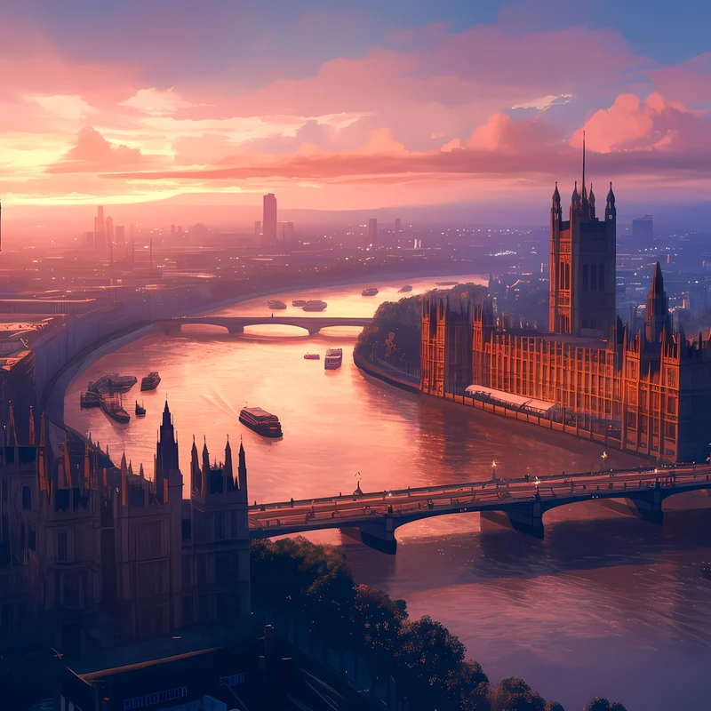 Paisagem do Pôr do Sol em Londres 4K Wallpaper para Desktop