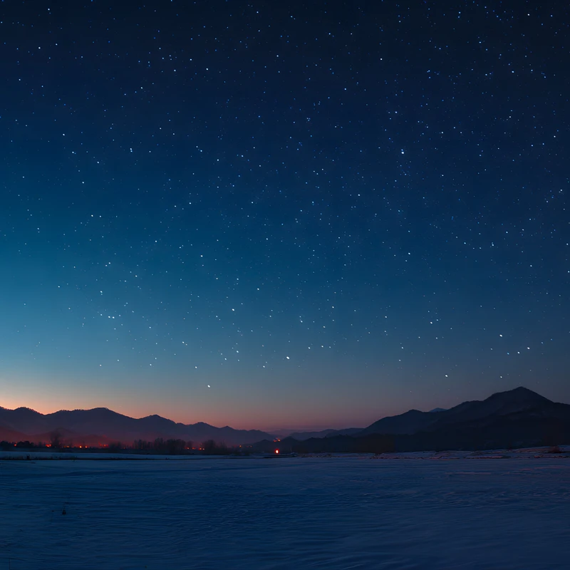 日式冬夜星空 4K 桌面壁紙