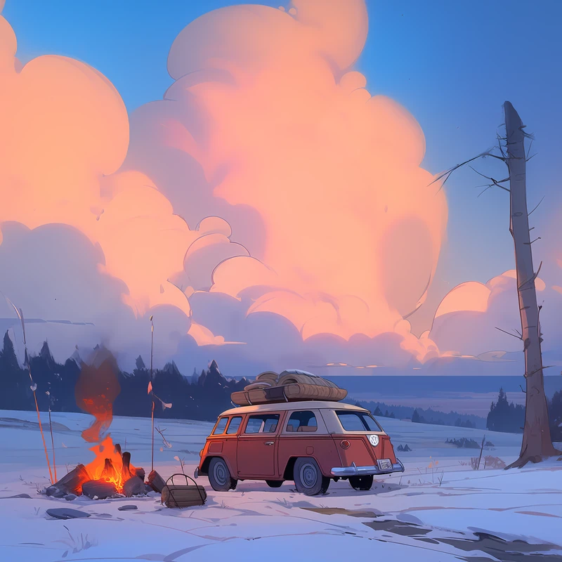 Anime-aiheinen talvieltimikko 8K Ultra HD työpöytätaustakuva