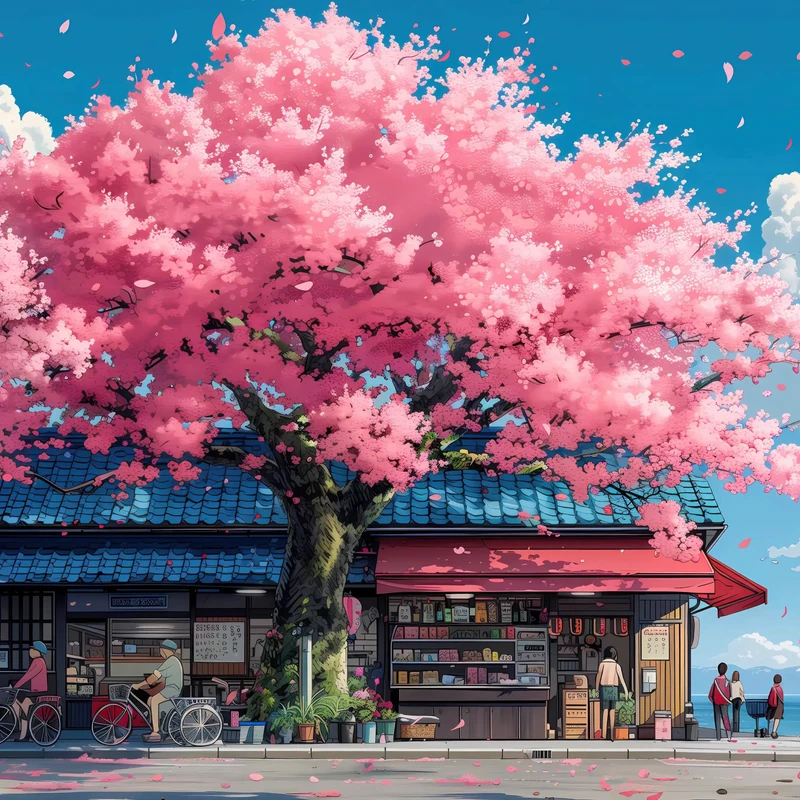Japonská ulice s výhonkem 4K stěnka