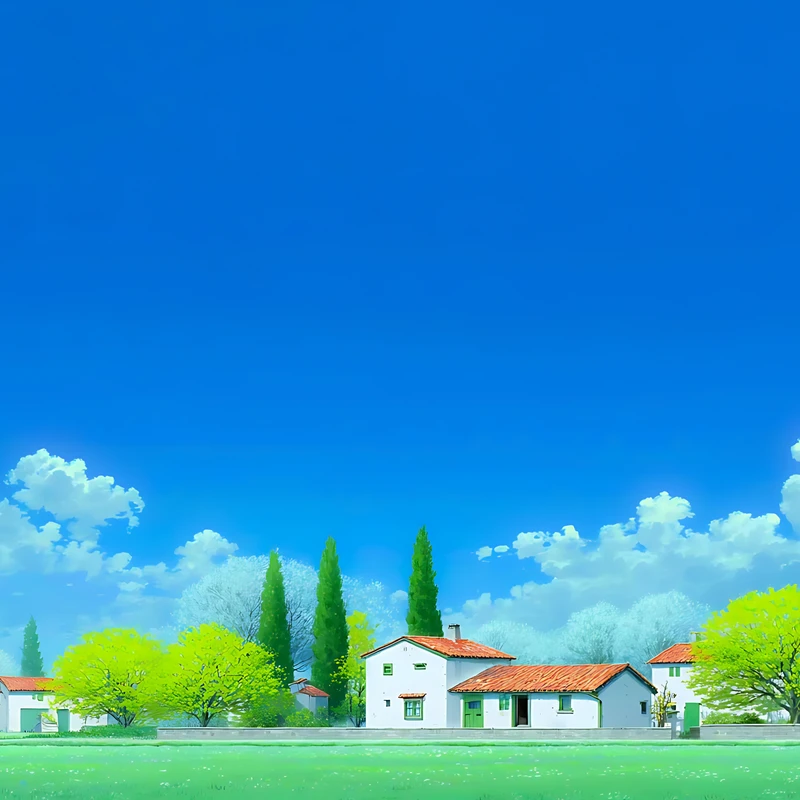Anime Style Countryside House 4K Desktop Wallpaper