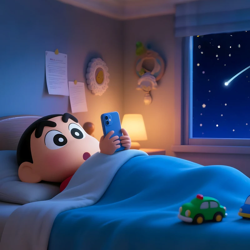 Anime-lapsikuviot lapsen huoneen yötaivas 4K työpöytätaustakuva