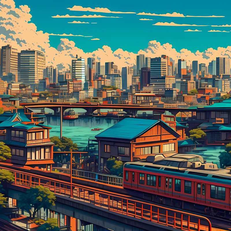 Japonský výhled na Tokio 4K stolní pozadí