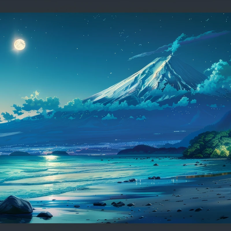 Japonský horský jezero 8K ultra HD stěnová tapeta