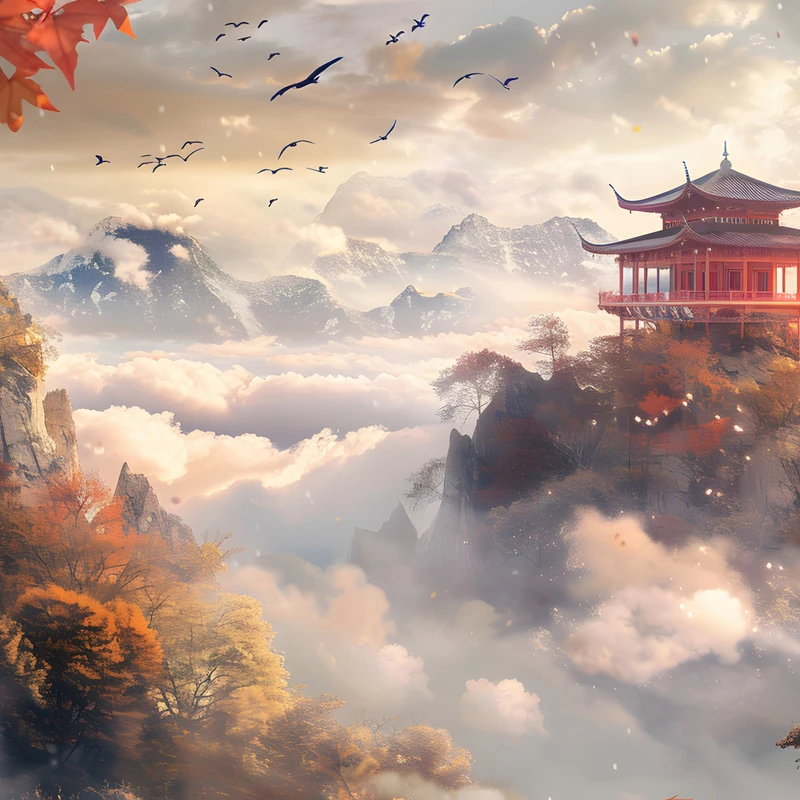 Chinese-Style Landscape Pavilion 8K Desktop Wallpaper
