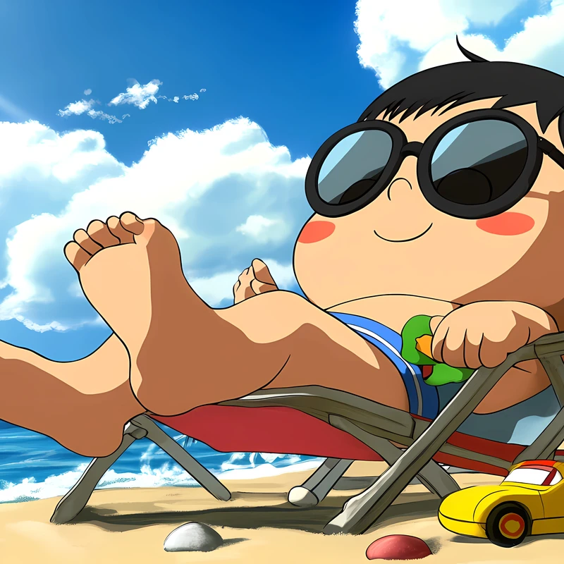 Anime Strandjunge 4K Desktop-Hintergrund