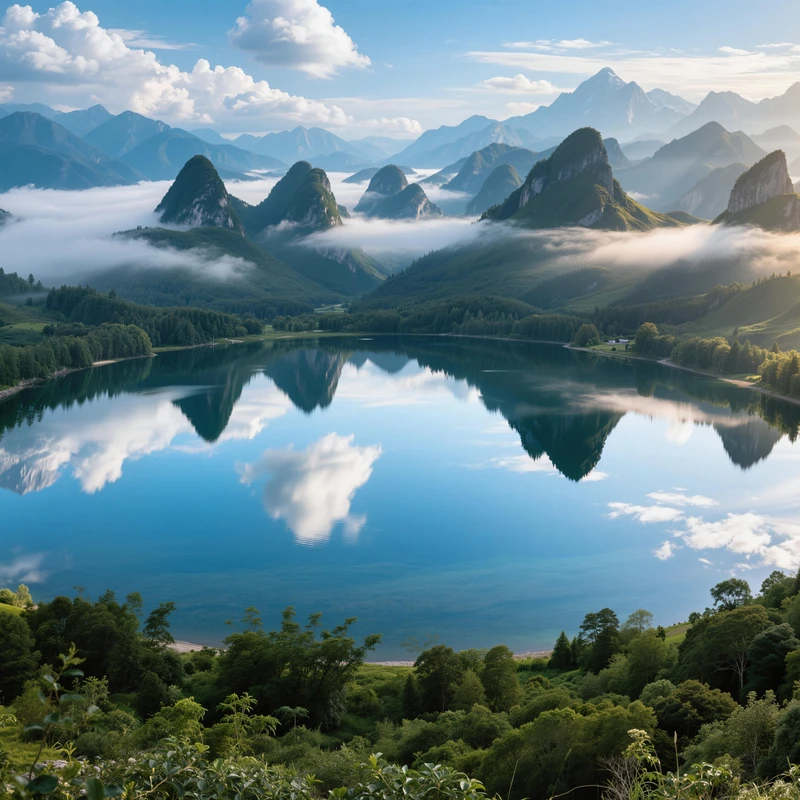 Lakeside Mountain Landscape 8K Ultra HD Desktop Wallpaper