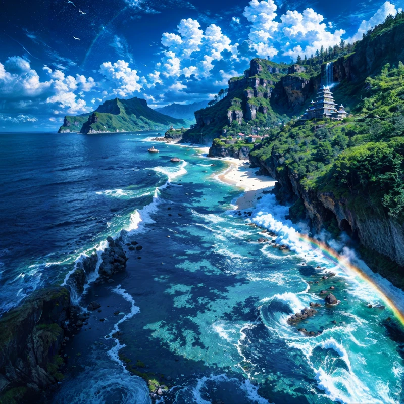 Oriental Coastal Cliff 8K Ultra HD Desktop Wallpaper