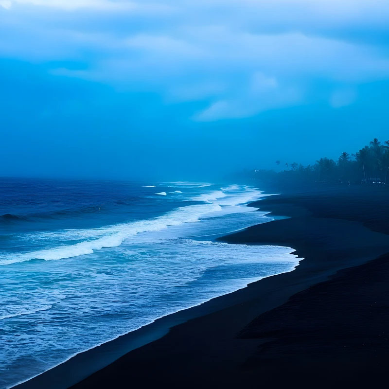 Paysage tropical nocturne de la côte océanique 4K pour bureau