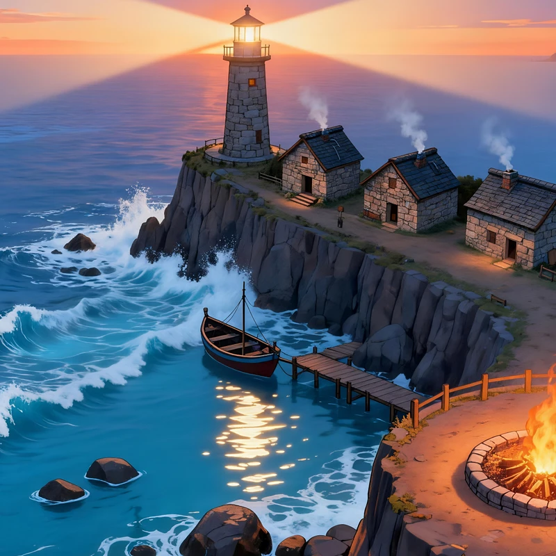 Tale-Style Lighthouse Coast 8K Ultra HD Desktop Wallpaper