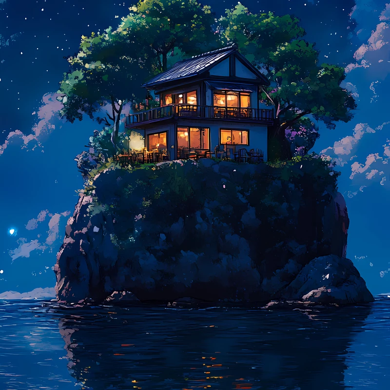 Japonská ostrovní chata 8K ultra HD mobilní pozadí