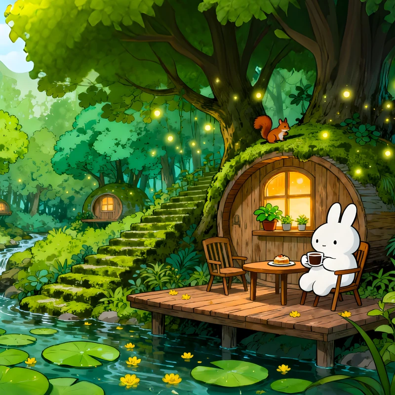 Japanese Forest Cottage 4K Desktop Wallpaper