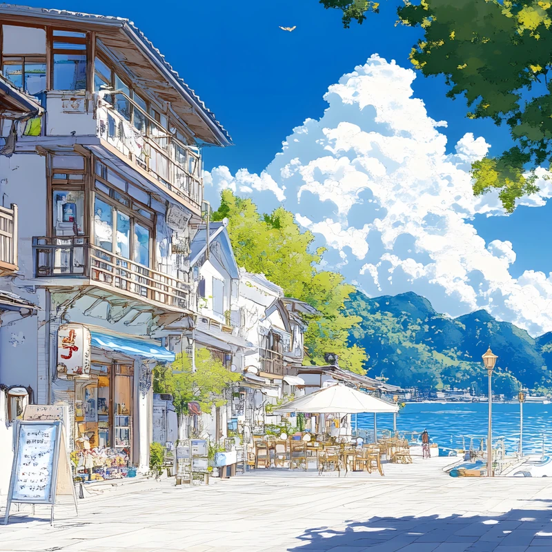 Japonské pobřežní město 8K Ultra HD stěnka