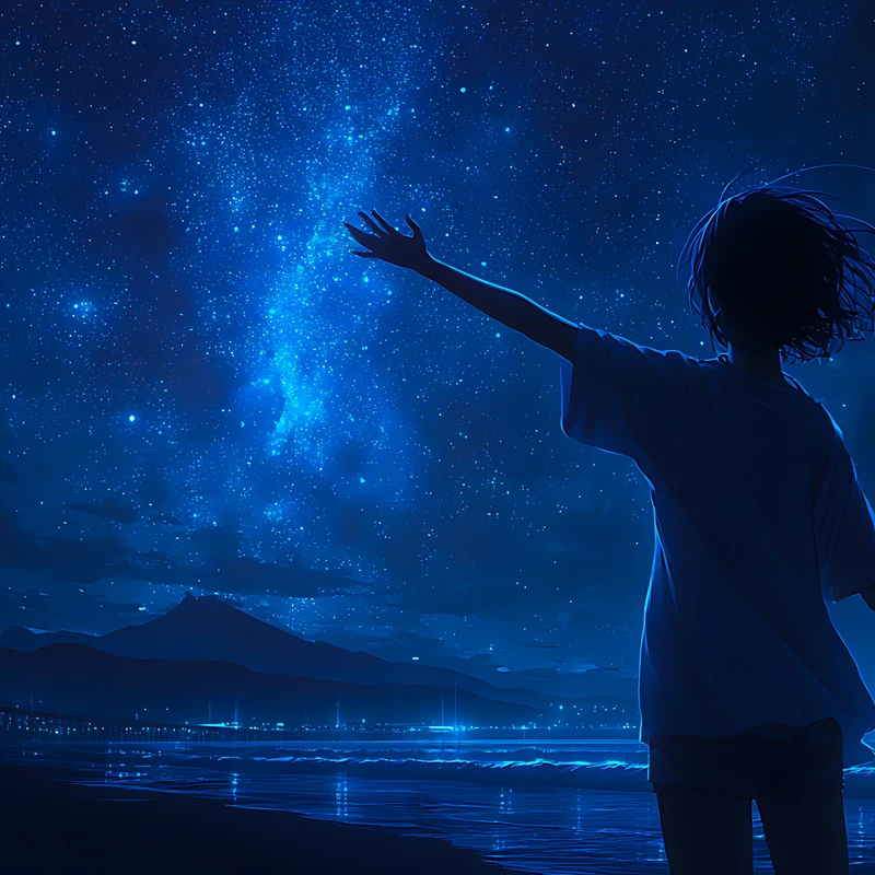 Anime Sterrenhemel Nacht 4K Bureau Wallpaper