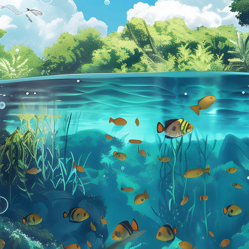 Fondo de pantalla 8K Ultra HD estilo anime con río subacuático
